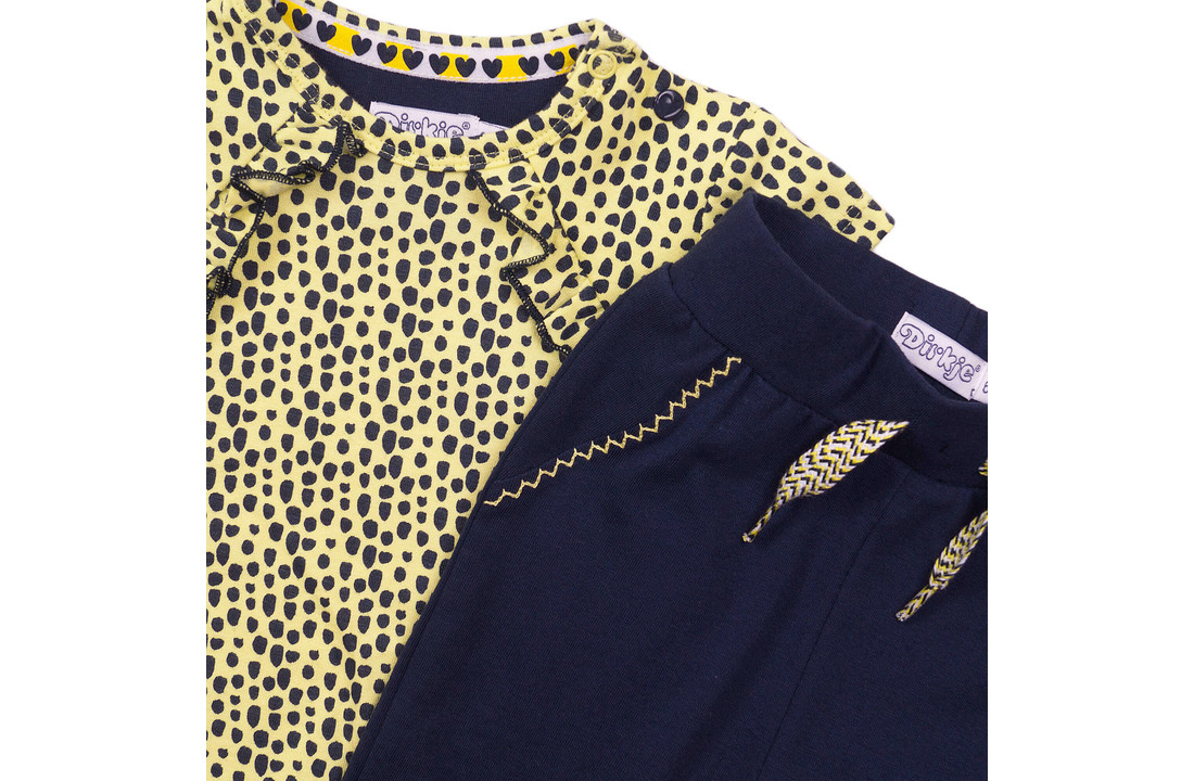 Girls 2 pce babysuit trousers - Navy + yellow - E38304-31