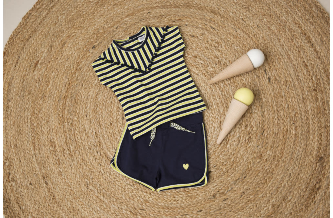 Girls 2 pce babysuit shorts - Navy + yellow - E38306-31