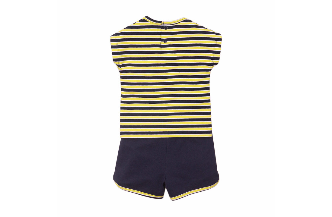 Girls 2 pce babysuit shorts - Navy + yellow - E38306-31