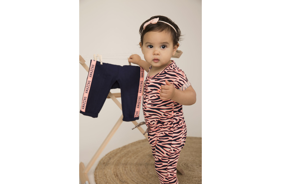 Girls Jumpsuit - Peach + navy - E38350-35