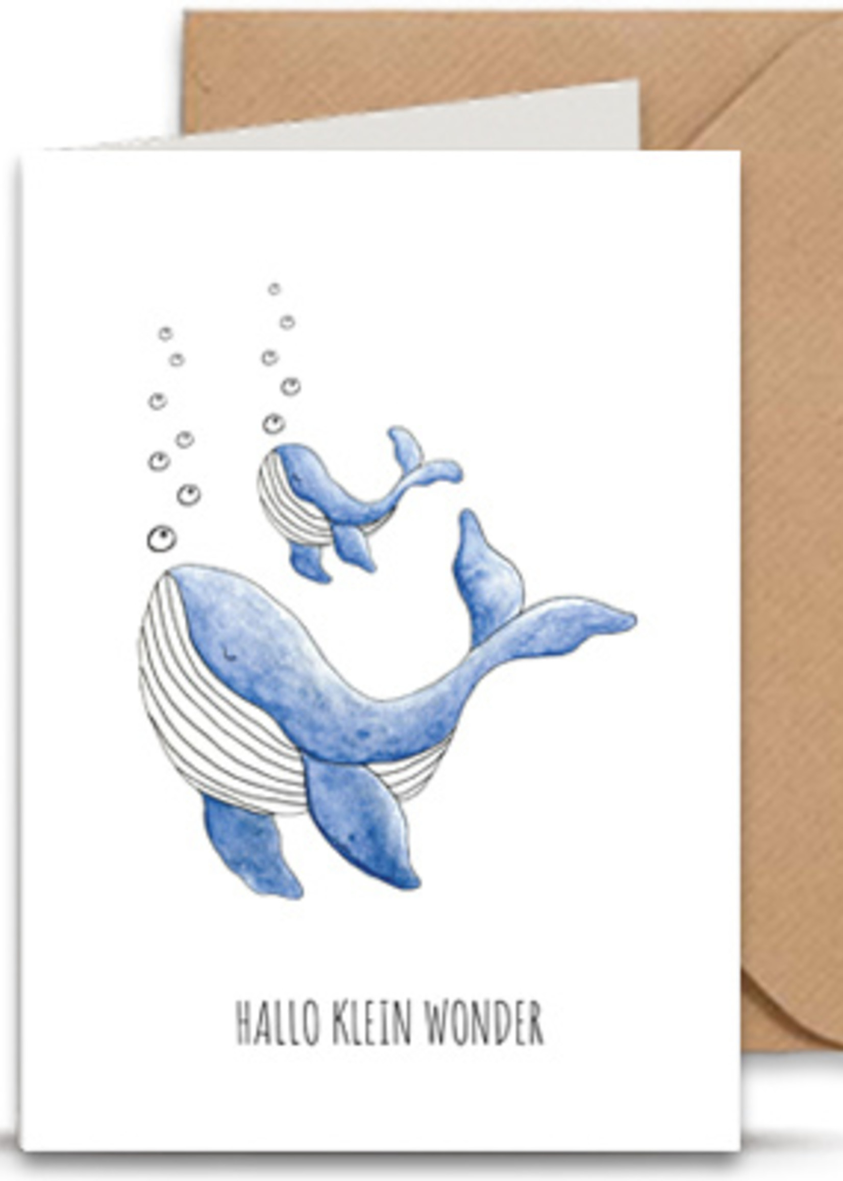 Juulz Illustrations Kaart - Geboorte jongen walvis