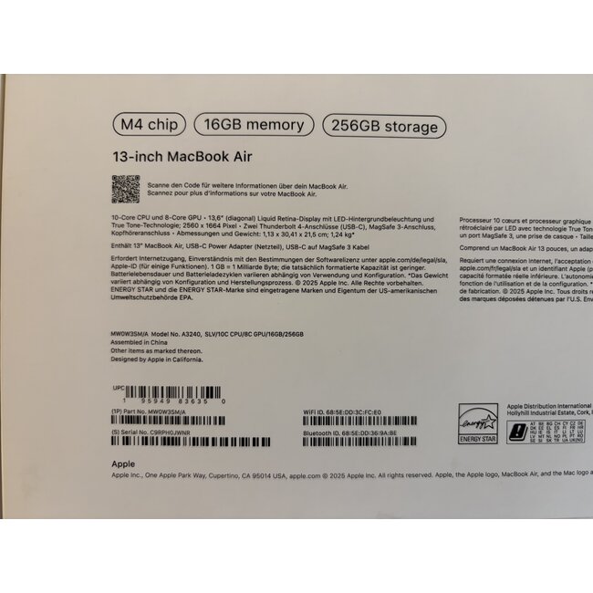 Apple MacBook Air 13" (Early 2025), Apple M4