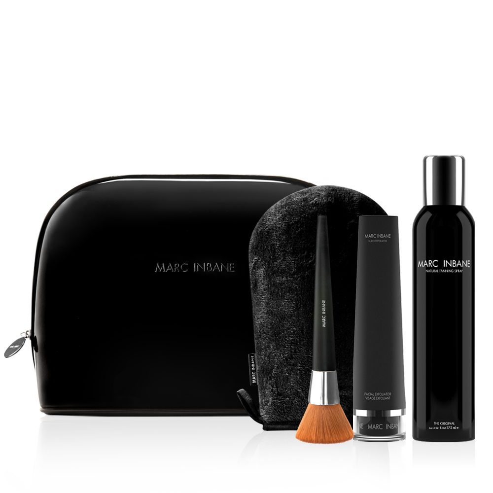 Marc Inbane Elegance Set: Natural Tanning Spray (175ml), Powder Brush, Glove & Black Exfoliator (75ml)