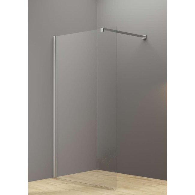 Lavinno douche à l'italienne 120 x 200 cm verre transparent profil chrome brillant