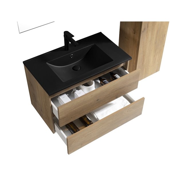 Lavinno Ensemble de meubles de salle de bain Roma en chêne naturel 80cm B-01