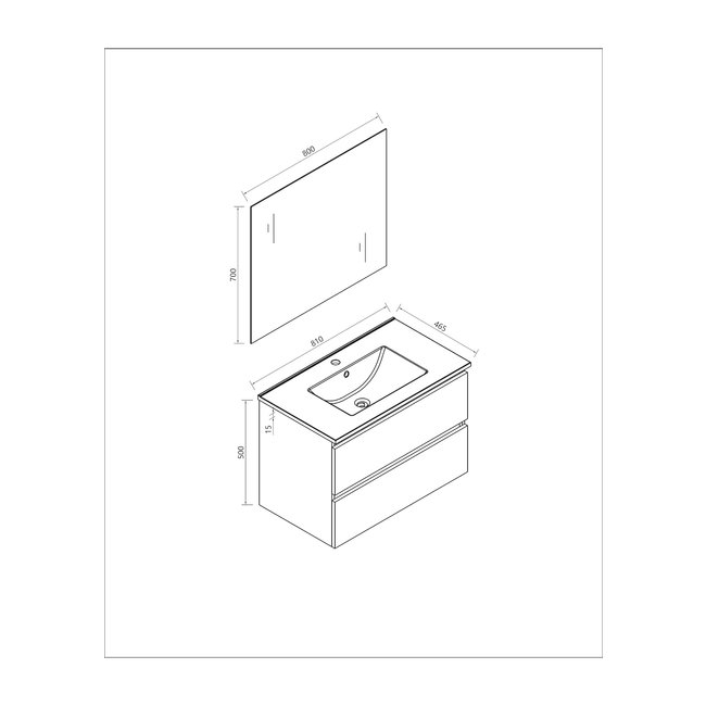 Lavinno Ensemble de meubles de salle de bain Roma chêne gris 80cm