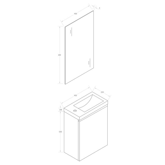 Lavinno Toiletmeubel wit 40cm Como 03