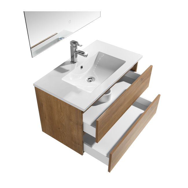 Lavinno Ensemble de meubles de salle de bain Roma en chêne naturel 80cm