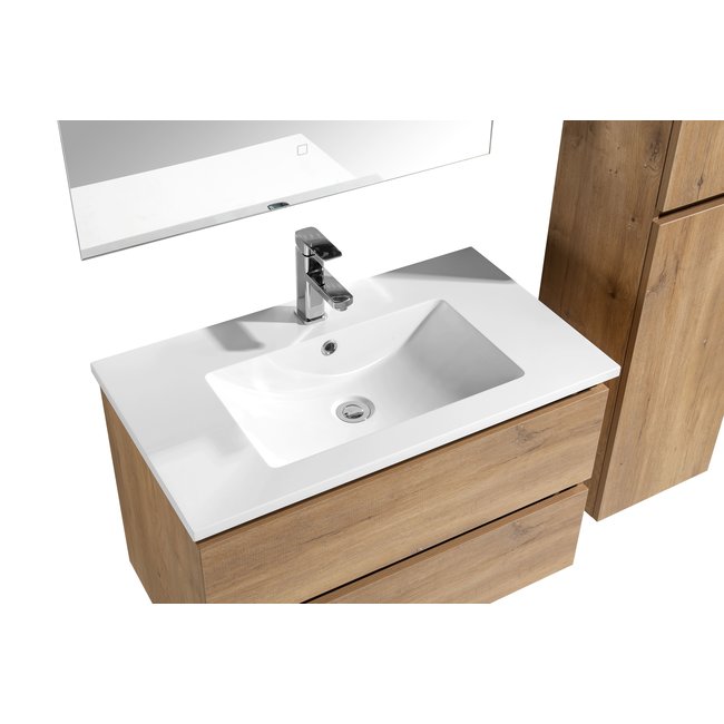 Lavinno Ensemble de meubles de salle de bain Roma en chêne naturel 80cm
