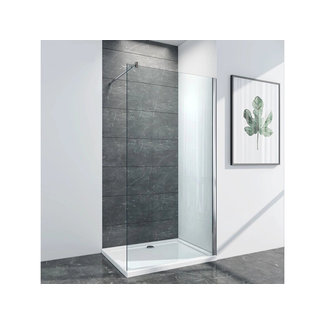 Lavinno douche à l'italienne 120 x 200 cm verre transparent profil chrome brillant