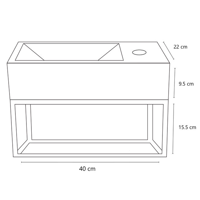 Lavinno Lave-mains blanc de 40 cm  - Cubo