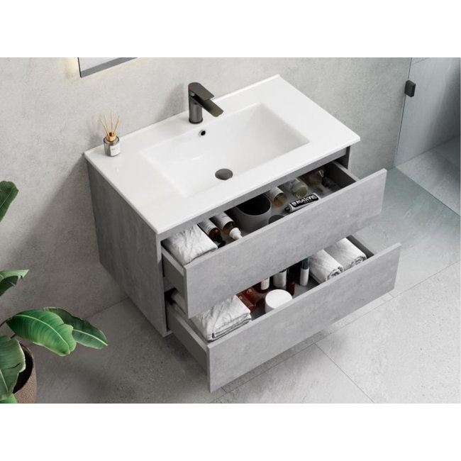 Lavinno Ensemble de meubles de salle de bain Roma gris - 80cm