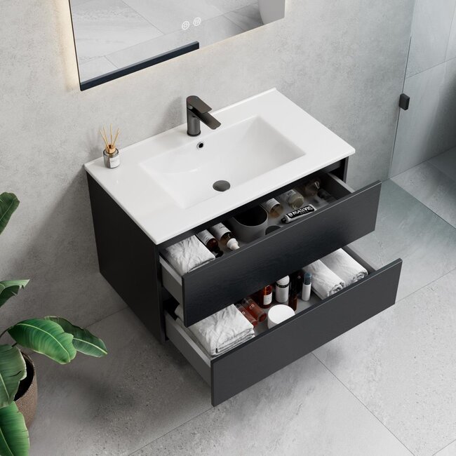 Lavinno Ensemble de meubles de salle de bain Roma chêne noir