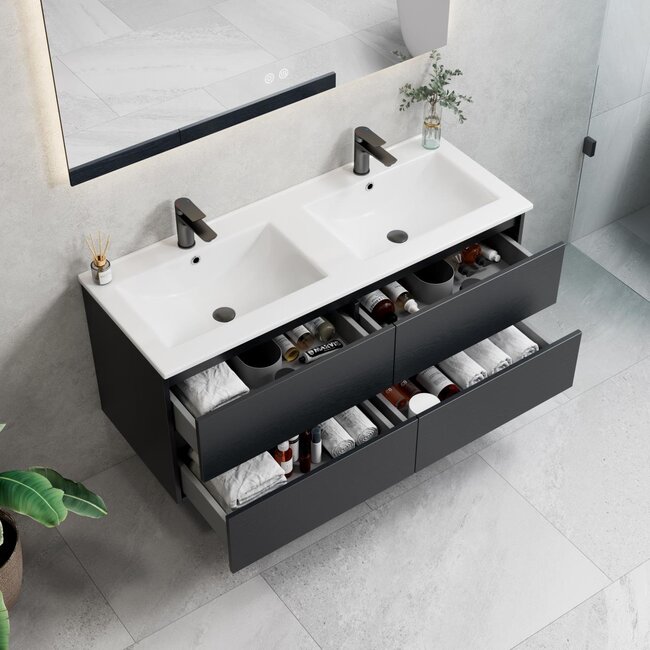 Lavinno Roma Zwart eik badkamermeubelset 120cm