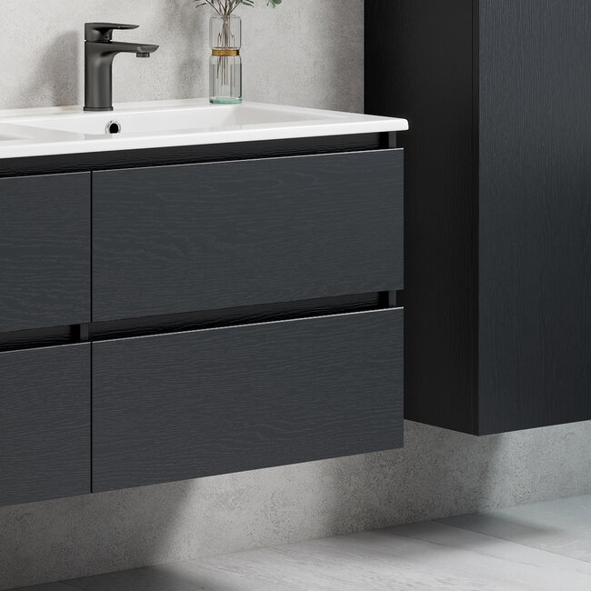 Lavinno Roma Zwart eik badkamermeubelset 120cm