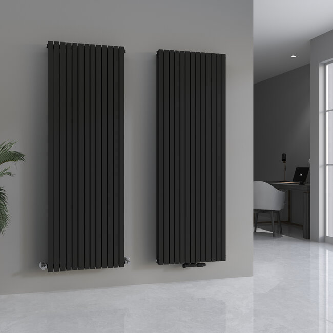 180x50 cm Dubbele design radiator Vero mat zwart