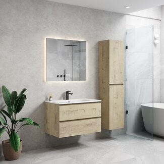 Lavinno Ensemble de meubles de salle de bain Roma en chêne clair 80cm