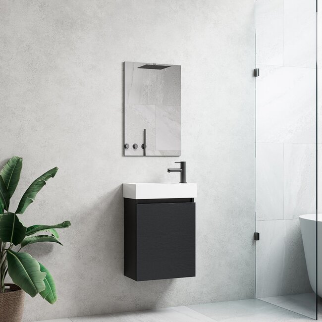 Lavinno Meuble lave-mains 40cm chêne noir - Como 06
