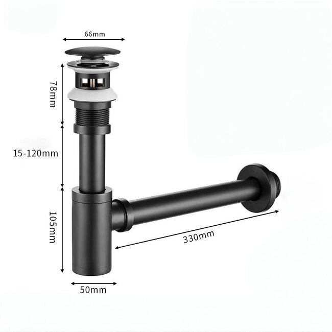 Lavinno Siphon design avec crépine - Noir mat