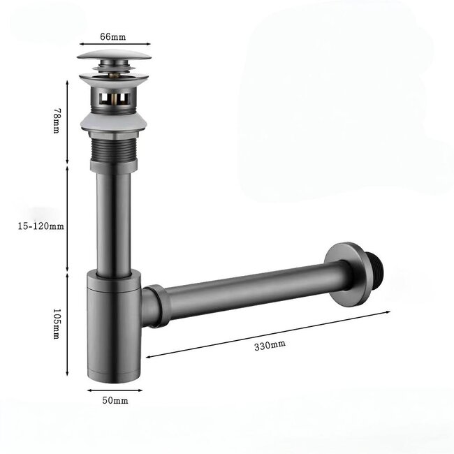 Lavinno Siphon design avec crépine - Gun Gris
