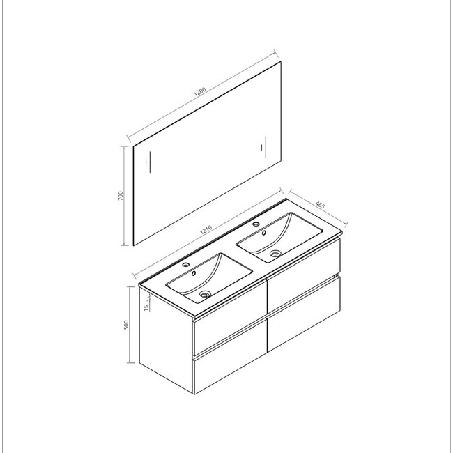 Lavinno Ensemble de meubles de salle de bain Roma blanc - 120cm