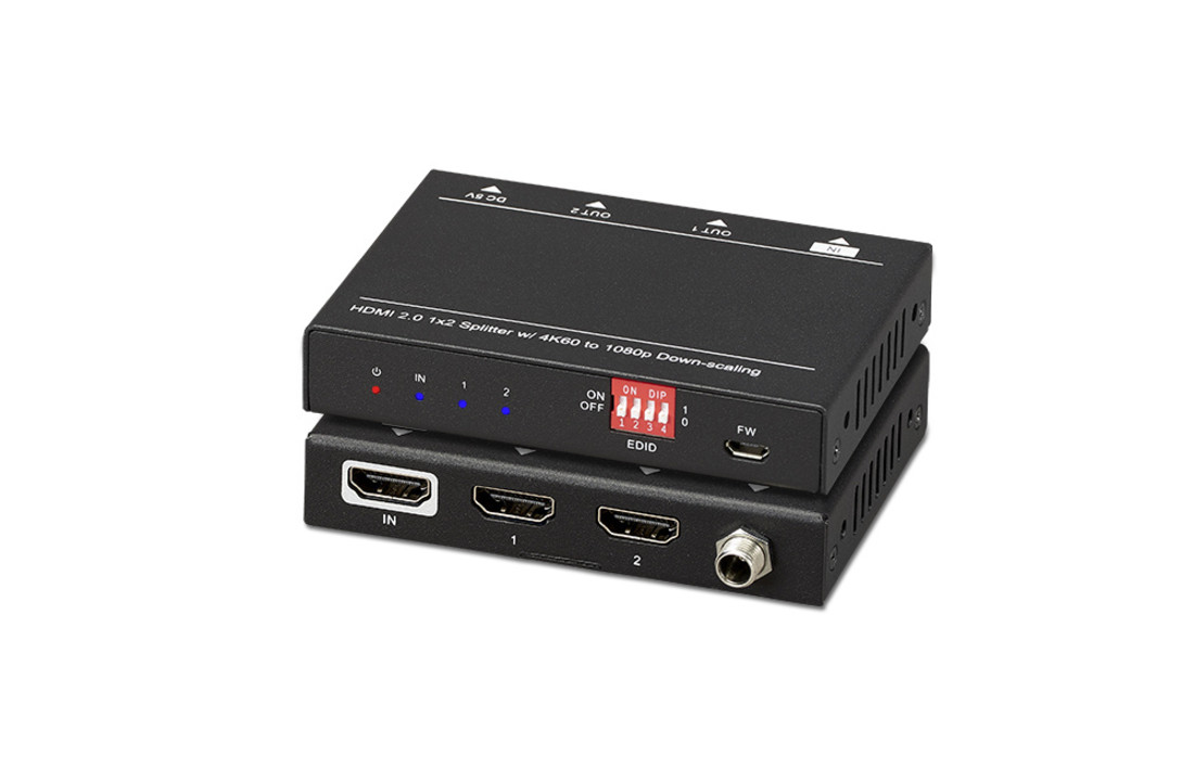 KanexPro 4K/60 HDMI 1×2 Splitter met downscaler naar 1080p
