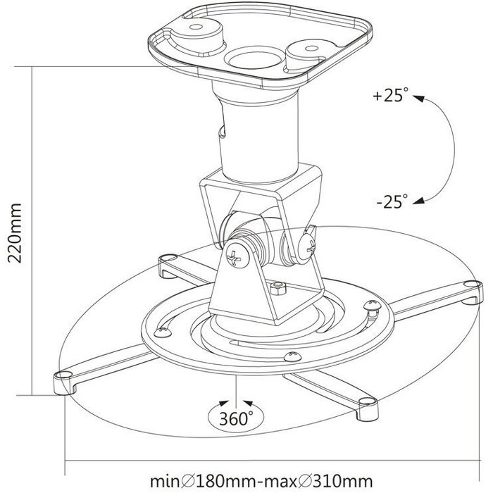 Universele Beamerbeugel Wit – 22,5 cm  Zwart