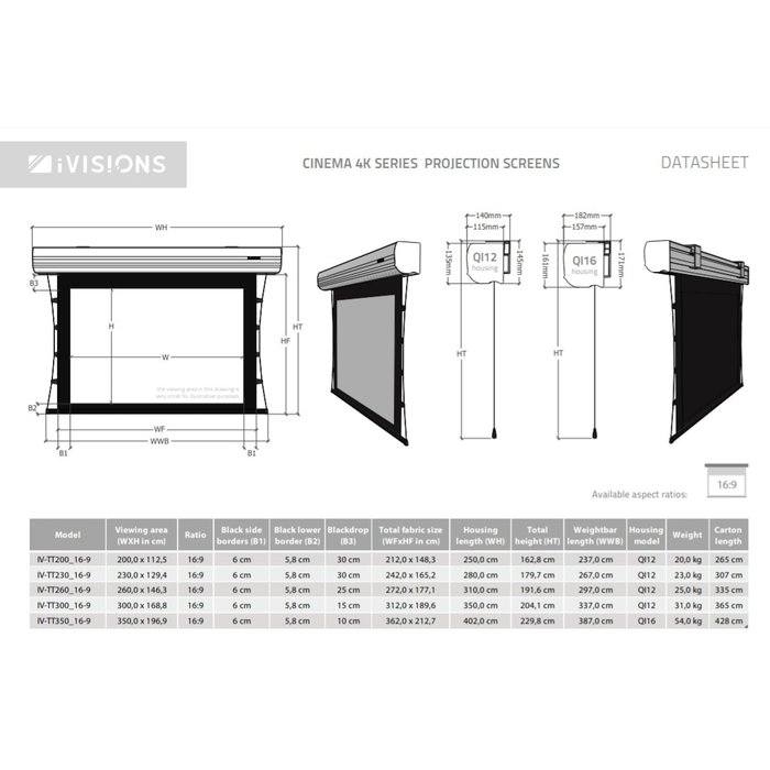 iVisions iVisions Cinema 4K Series Elektrisch Projectiescherm (meerdere maten)