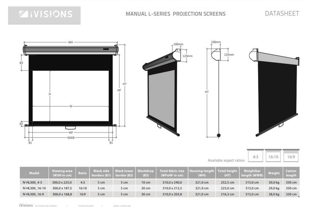 iVisions Manual L-Series (meerdere maten)