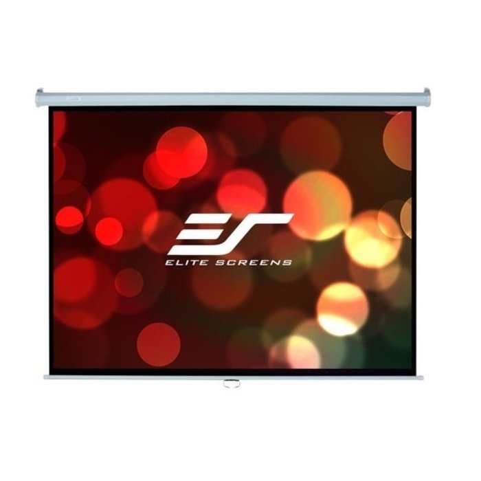 Elite Screens Elite Screens Manual 100 inch Handmatig Projectiescherm 16:9 (222 x 125 cm) – MaxWhite® Doek, Pull-Down Beamerscherm met Witte Behuizing voor Wand- en Plafondmontage (Model M100XWH)