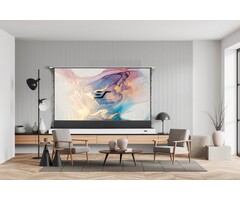 Elite Screens Elite Screens Kestrel Tab-Tension 2 CLR 101 inch Elektrisch Floor-Up Projectiescherm (224 x 126 cm) – StarBright CLR (UST) Witte behuizing