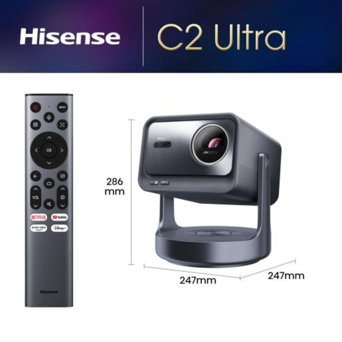 Hisense Hisense C2 Ultra - 4K - 3000 ANSI Laser Projector - Triple Laser - Dolby Vision - Smart Projector