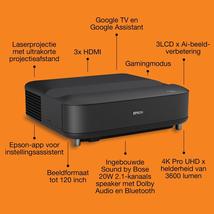 Epson Epson EH-LS670B - 4K PRO-UHD Ultra Short Throw Laser Beamer 3600 Lumen
