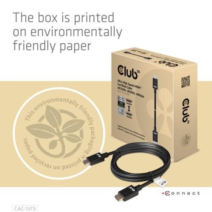 Club3D CLUB3D Ultra High Speed ​​HDMI™2.1 gecertificeerde kabel 4K120Hz, 8K60Hz 48Gbps 3 meter