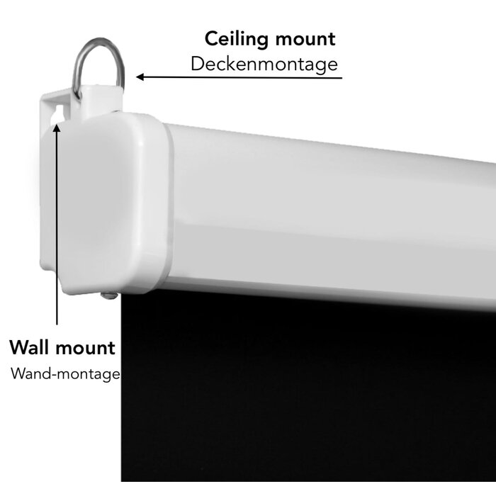 Elite Screens Elite Screens Handmatig Projectiescherm 84 inch 16:9 (186 x 105 cm / Black drop 75 cm) – MaxWhite Doek, Pull-Down Beamerscherm met Witte Behuizing voor Normal Throw Projectoren (Model M84XWH-E30)