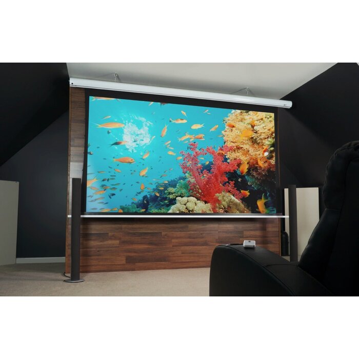 Elite Screens Elite Screens Saker Premium 110 inch Elektrisch Projectiescherm 16:9 (244 x 137 cm / Black drop 30 cm) – MaxWhite® Fiberglass Doek, Motorisch Beamerscherm voor Normal Throw Projectoren (Model SK110XHW-E12)