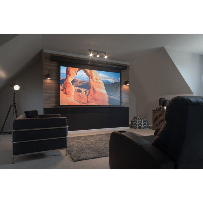 Elite Screens Elite Screens Saker Tab-Tension 150 inch Elektrisch Projectiescherm 16:9 (332 x 187 cm / Black drop 15 cm) – MaxWhite® Fiberglass Doek, Tab-Tension Beamerscherm met Zwarte Behuizing voor Normal & Long Throw Projectoren (Model SKT150UHW2-E6)