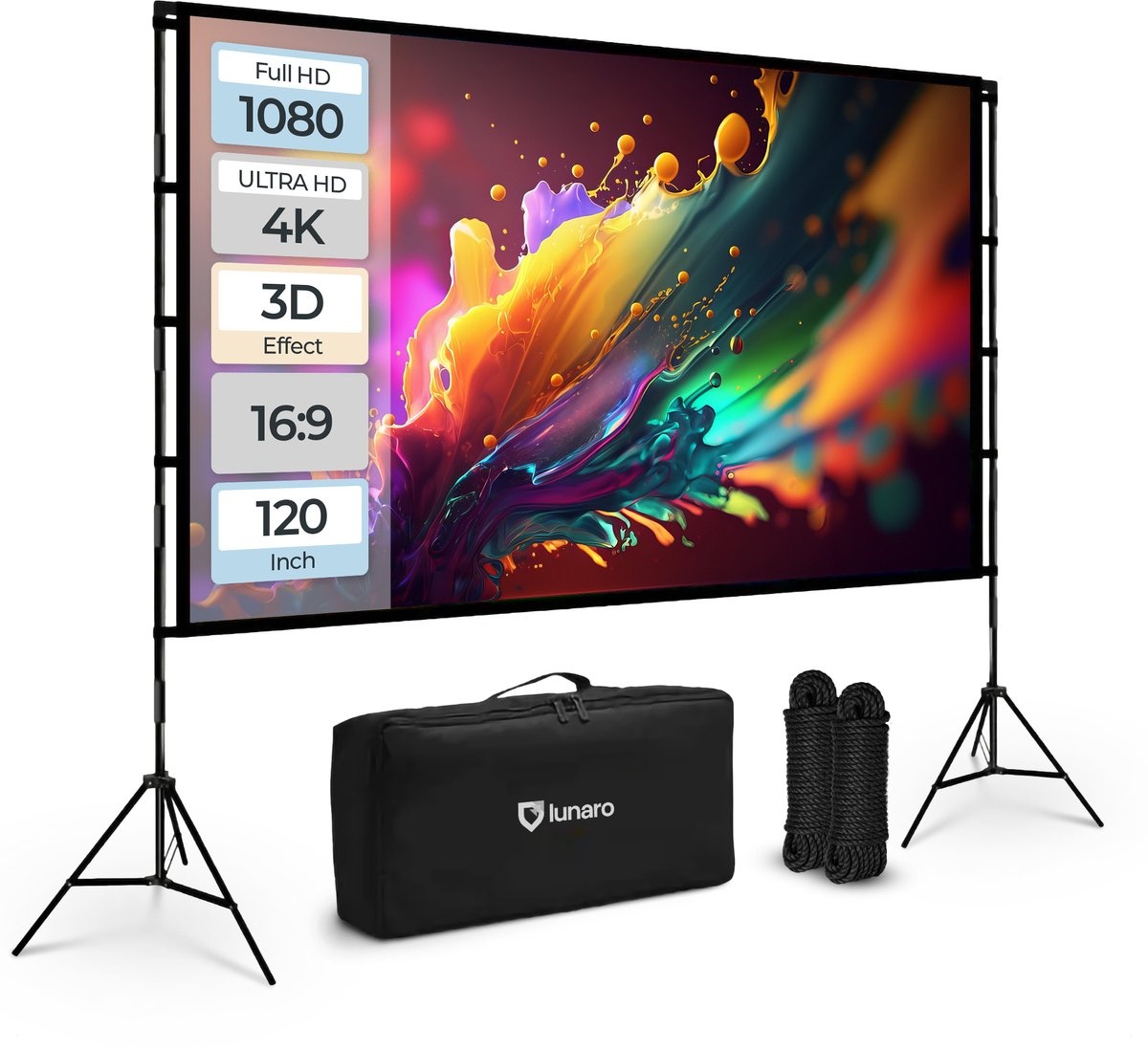 Lunaro Projectiescherm - 120 inch - 266x149cm - Statief - Beamer