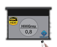 HiViLux HiViLux® grijs Tension-gemotoriseerd projectiescherm – HiViGrey 0.8 – Zwart - 100" 16:9 HD 221 x 125 cm