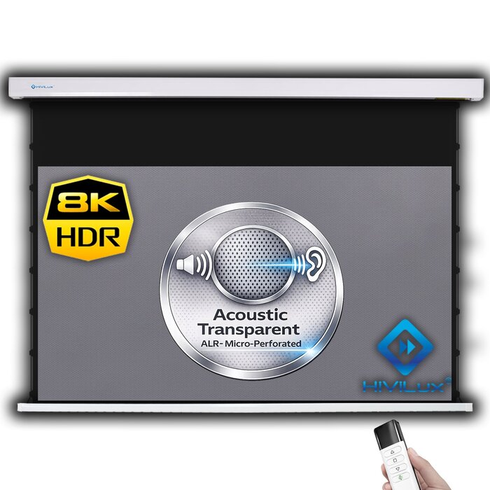 HiViLux HiViLux® ALR Akoestisch  Tension-gemotoriseerd projectiescherm – HiViGrey  5DMP micro perforated– Wit -  110" 16:9 HD   244 x 137 cm