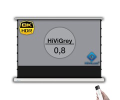 HiViLux HiViLux® grijs Vloer-gemotoriseerd projectiescherm – HiViGrey  0,8 -wit - 84" 16:9 HD   186 x 105 cm