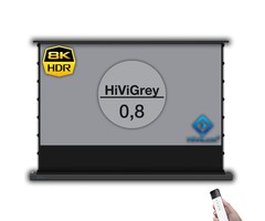 HiViLux HiViLux® grijs Vloer-gemotoriseerd projectiescherm – HiViGrey  0,8 - Zwart - 110" 16:9 HD   244 x 137 cm