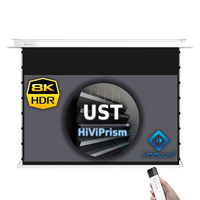 HiViLux HiViLux® UST/CLR InCeiling  Tension-gemotoriseerd projectiescherm Met HiViPrism  HD R - 100" 16:9 HD 221 x 125 cm