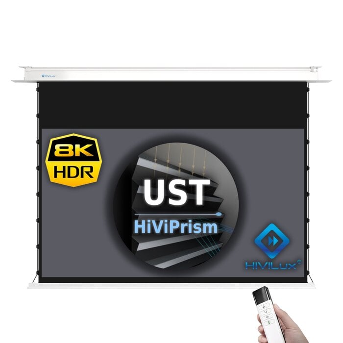 HiViLux HiViLux® UST/CLR InCeiling  Tension-gemotoriseerd projectiescherm Met HiViPrism  HD R - 135" 16:9 HD 299 x 168 cm