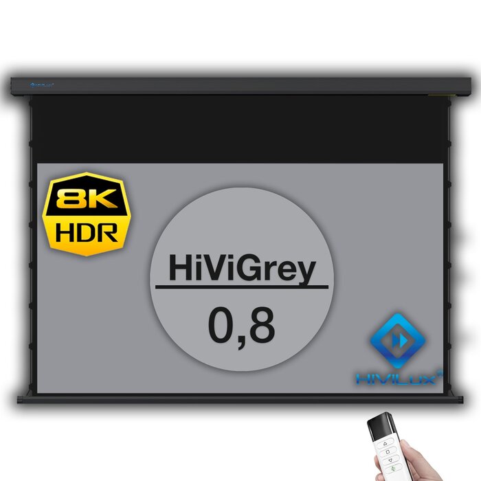 HiViLux HiViLux® grijs Tension-gemotoriseerd projectiescherm – HiViGrey  0.8 – Zwart -  120" 16:9 HD   265 x 149 cm
