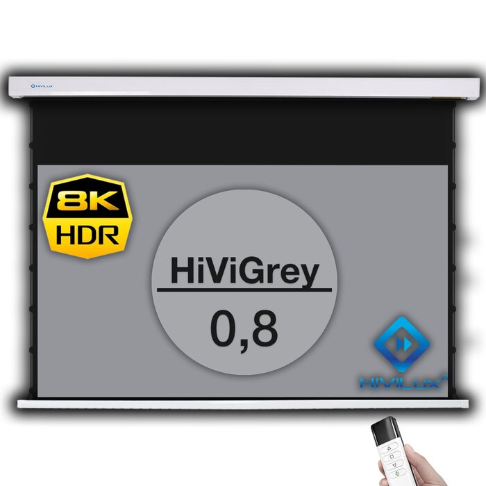 HiViLux HiViLux® grijs Tension-gemotoriseerd projectiescherm – HiViGrey  0.8 – Zwart -  120" 16:9 HD   265 x 149 cm