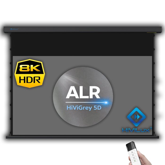 HiViLux HiViLux® ALR Kontrast Tension-gemotoriseerd projectiescherm – HiViGrey  5D/HD R – Wit -  100" 16:9 HD   221 x 125 cm