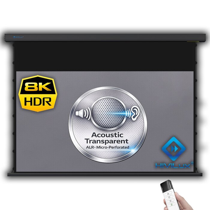 HiViLux HiViLux® ALR Akoestisch  Tension-gemotoriseerd projectiescherm – HiViGrey  5DMP micro perforated– Wit -  110" 16:9 HD   244 x 137 cm