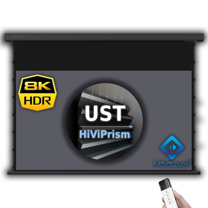 HiViLux HiViLux® UST/CLR Tension-gemotoriseerd projectiescherm – HiViPrism  HD R – Zwart -  92" 16:9 HD   204 x 115 cm
