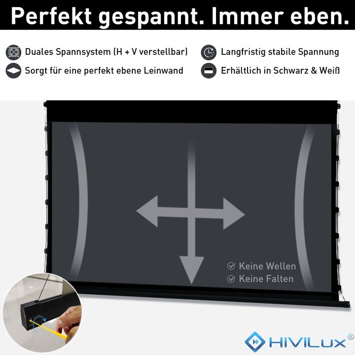 HiViLux HiViLux® Akoestisch  Tension-gemotoriseerd projectiescherm – HiViWhite  SD Geweven – Wit -  120" 16:9 HD   265 x 149 cm